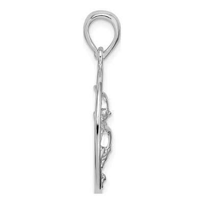 Sterling Silver Dolphins Swimming Oval Pendant – view 3