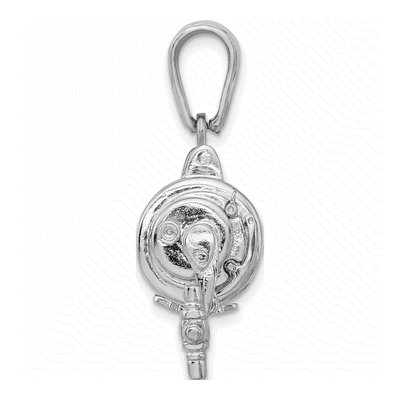 Sterling Silver 3D Fishing Reel Pendant – view 3