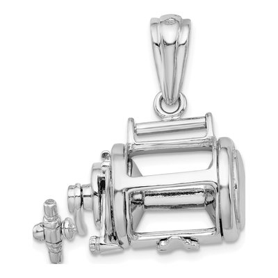 Sterling Silver 3D Fishing Reel Pendant – view 4