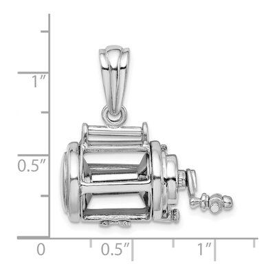 Sterling Silver 3D Fishing Reel Pendant – view 5