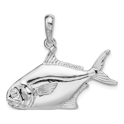 Sterling Silver 3D Pompano Fish Pendant – view 4