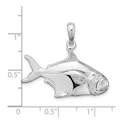 Sterling Silver 3D Pompano Fish Pendant – view 5