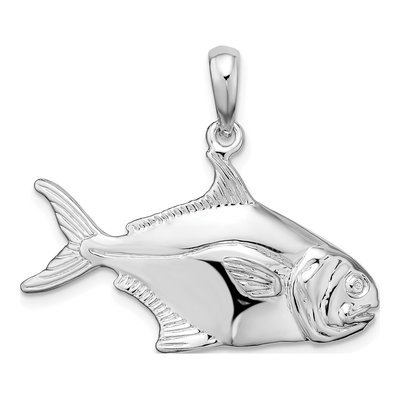 Sterling Silver 3D Pompano Fish Pendant