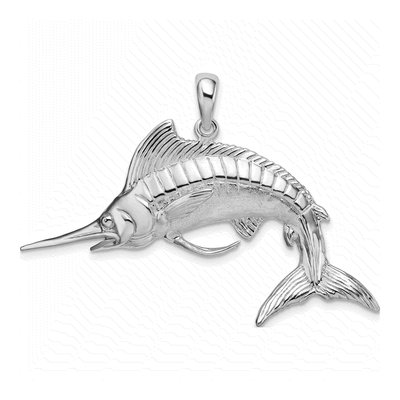 Sterling Silver 3D Marlin Pendant
