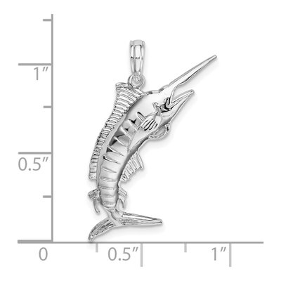 Sterling Silver 3D Blue Marlin Pendant – view 5