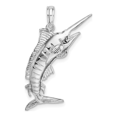 Sterling Silver 3D Blue Marlin Pendant