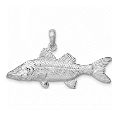 Sterling Silver 3D Snook Fish Pendant