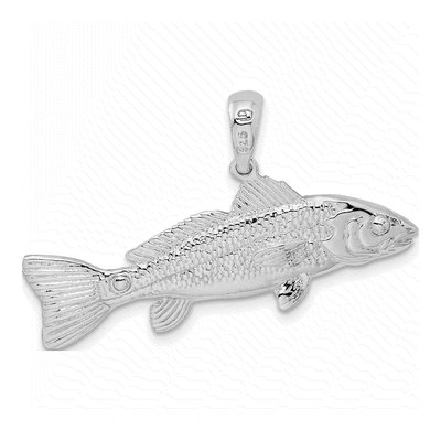 Sterling Silver 3D Red Fish Pendant – view 4