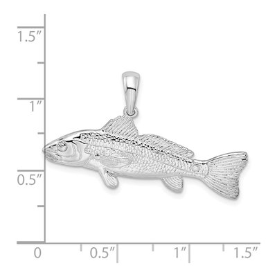 Sterling Silver 3D Red Fish Pendant – view 5