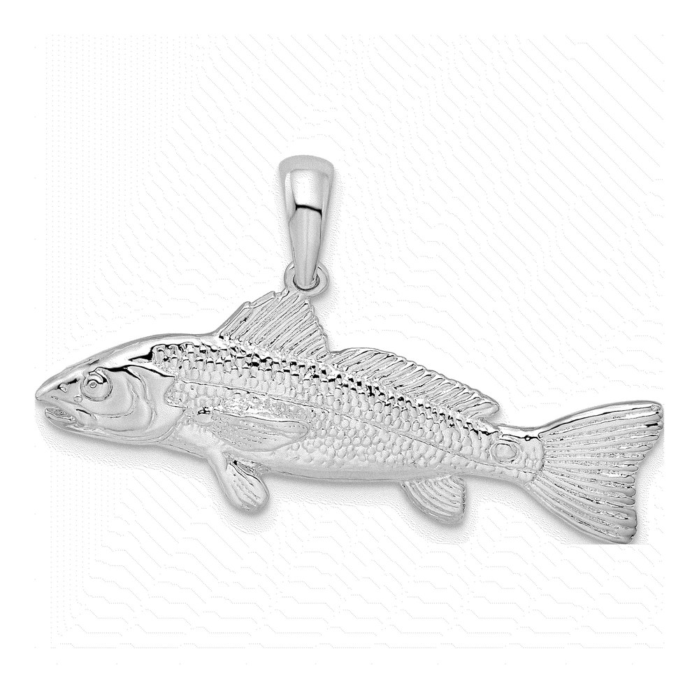 Sterling Silver 3D Red Fish Pendant