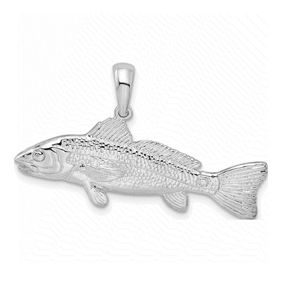 Sterling Silver 3D Red Fish Pendant