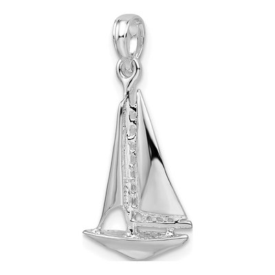 Sterling Silver 3D Sailboat Pendant – view 5