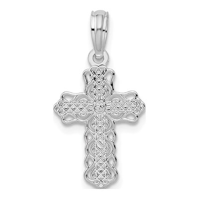Sterling Silver Lace Trim Cross Pendant – view 4