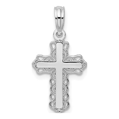 Sterling Silver Lace Trim Cross Pendant