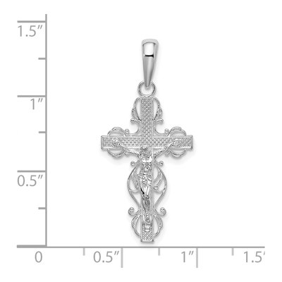 Sterling Silver Lace Trim Crucifix Pendant – view 4