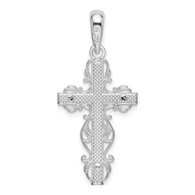 Sterling Silver Lace Trim Crucifix Pendant – view 5