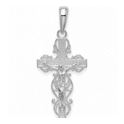 Sterling Silver Lace Trim Crucifix Pendant