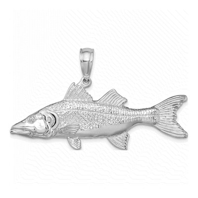 Sterling Silver 3D Snook Fish Pendant