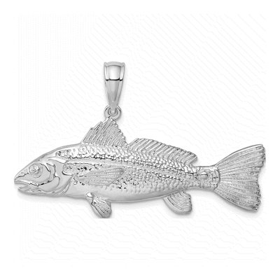 Sterling Silver 3D Red Fish Pendant