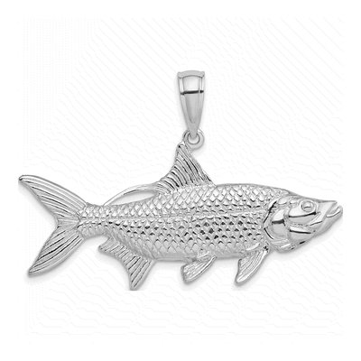 Sterling Silver 3D Oxeye Tarpon Fish Pendant