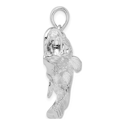 Sterling Silver Jumping Bass Fish Pendant – view 3