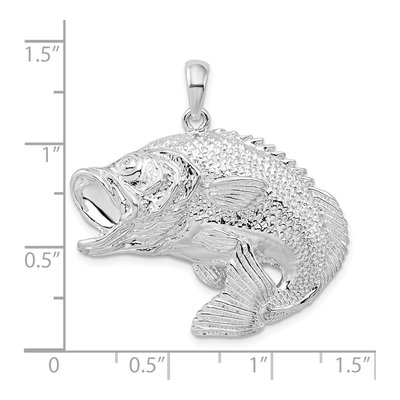 Sterling Silver Jumping Bass Fish Pendant – view 4