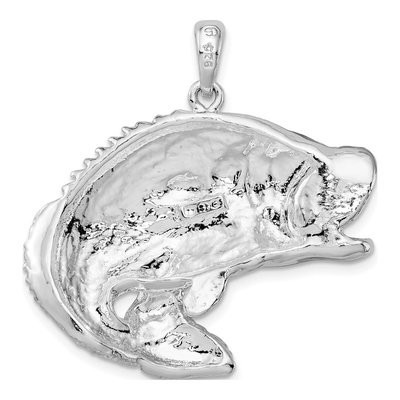 Sterling Silver Jumping Bass Fish Pendant – view 5