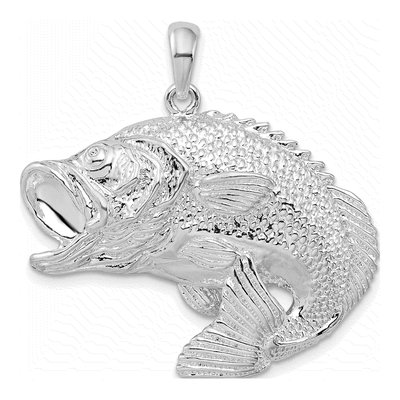 Sterling Silver Jumping Bass Fish Pendant
