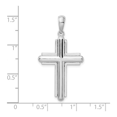 Sterling Silver Rounded Cross Frame Pendant – view 4