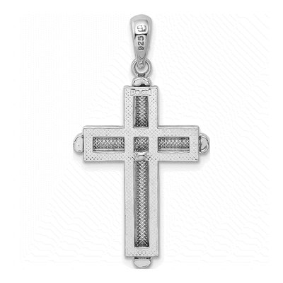 Sterling Silver Rounded Cross Frame Pendant – view 5