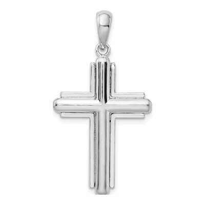 Sterling Silver Rounded Cross Frame Pendant