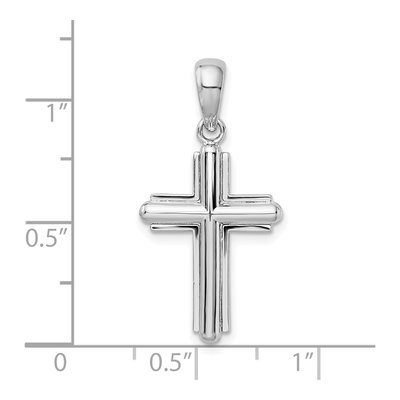 Sterling Silver Rounded Cross Frame Pendant – view 4