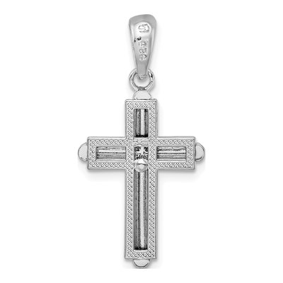 Sterling Silver Rounded Cross Frame Pendant – view 5