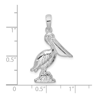 Sterling Silver 3D Standing Pelican Pendant – view 4