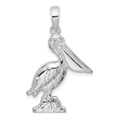 Sterling Silver 3D Standing Pelican Pendant