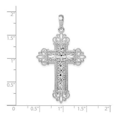 Sterling Silver Filigree Fleur de Lis Cross Pendant – view 5