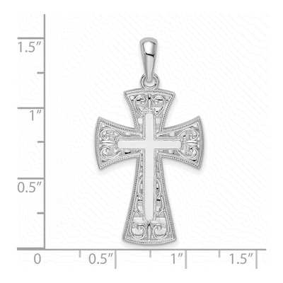 Sterling Silver Filigree Heart Cross Pendant – view 4