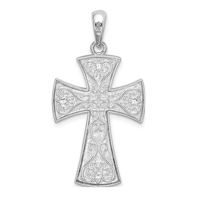 Sterling Silver Filigree Heart Cross Pendant – view 5