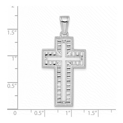 Sterling Silver Rope Edge Latin Cross Pendant – view 4