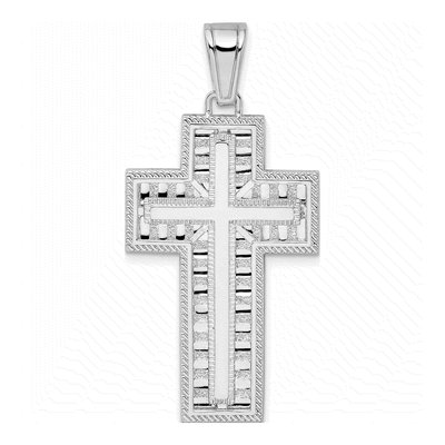 Sterling Silver Rope Edge Latin Cross Pendant