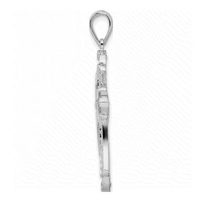 Sterling Silver Fleur de Lis Cross Pendant – view 3