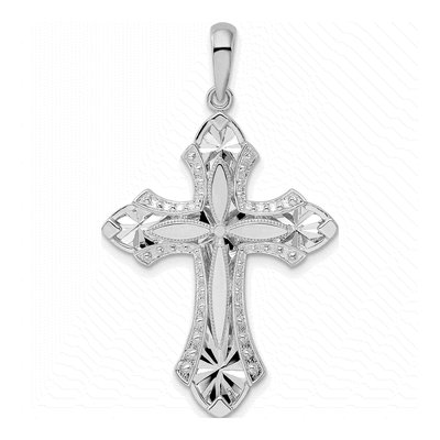 Sterling Silver Fleur de Lis Cross Pendant
