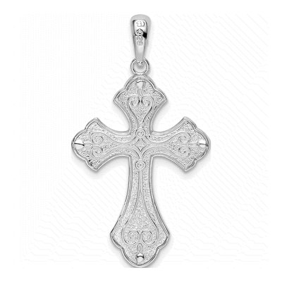 Sterling Silver Fleur de Lis Cross Pendant – view 5
