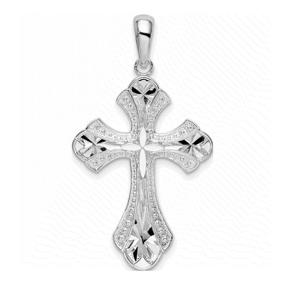Sterling Silver Fleur de Lis Cross Pendant