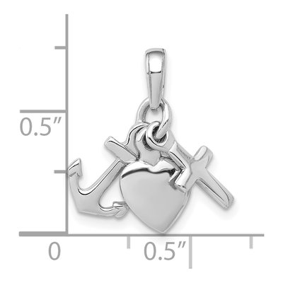 Sterling Silver Anchor Heart Cross Pendant – view 4