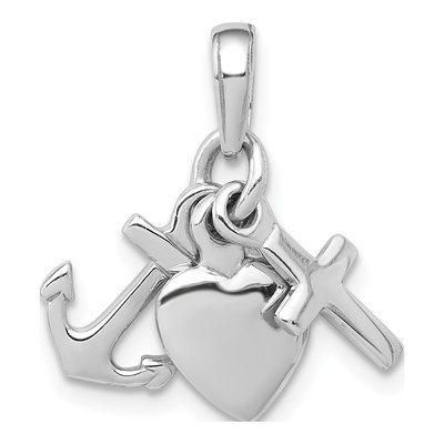 Sterling Silver Anchor Heart Cross Pendant