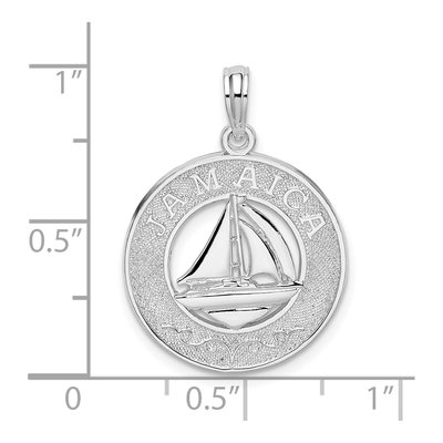 Sterling Silver Sailboat Circle Pendant – view 4