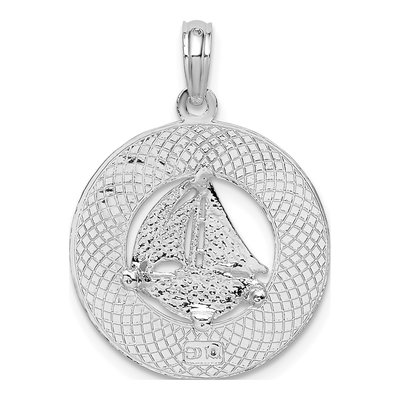 Sterling Silver Sailboat Circle Pendant – view 5