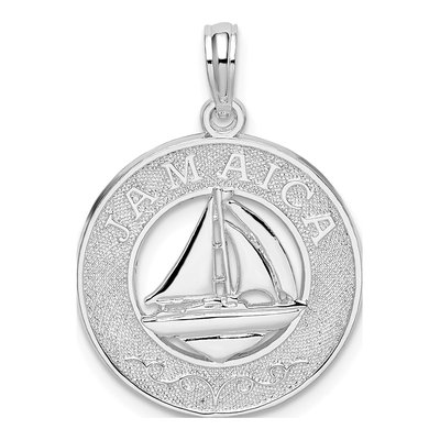 Sterling Silver Sailboat Circle Pendant