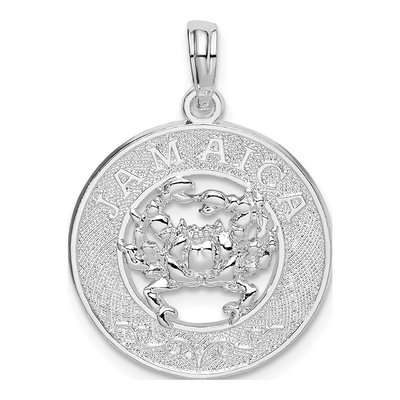 Sterling Silver Jamaica Crab Circle Pendant